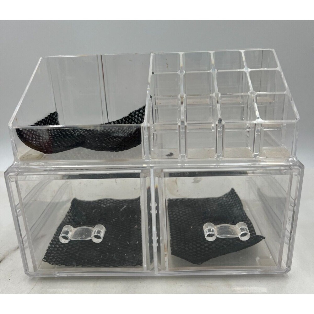 Clear Acrylic Makeup Organizer Stackable 2 Drawer Lipstick Jewelry Storage